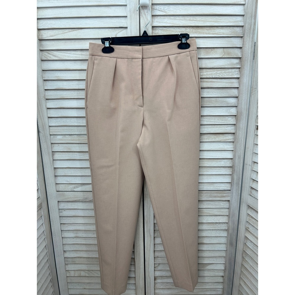 Theory Tan Trousers Size 4 City Pant Tapered Leg Beige Old Money Workwear Preppy
